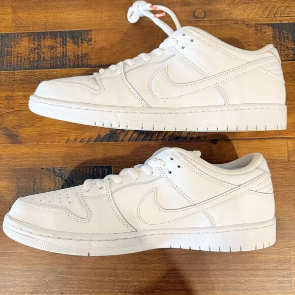 Nike SB Dunk Low Pro "Triple White" - Rare Orange Label Sneakers 14M FJ1674-100 - Picture 2 of 9